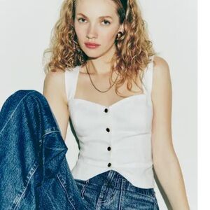 Reformation Kimberly Linen Top White - Size 8